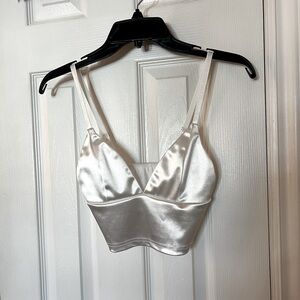 silky plunge bustier crop top